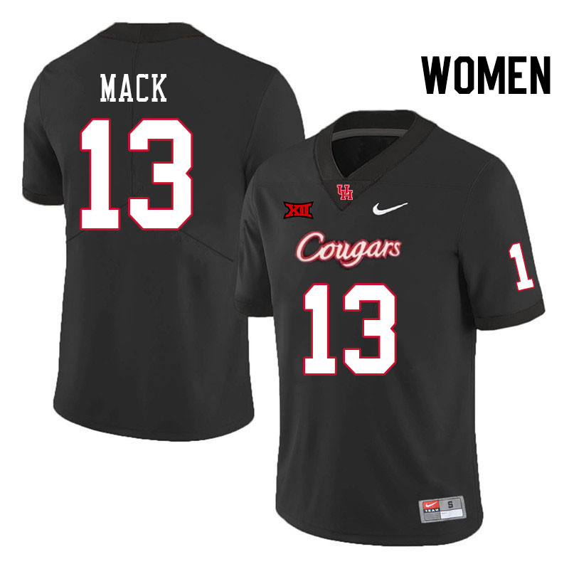 Women #13 Brandon Mack Houston Cougars Big 12 XII College Football Jerseys Stitched-Black